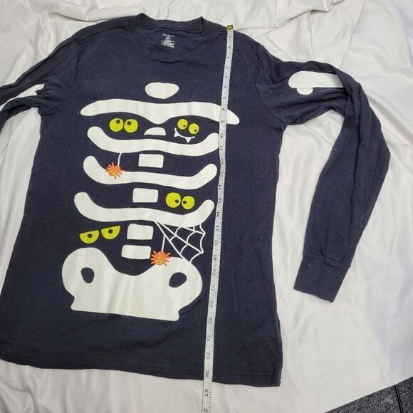 CARTER'S black long sleeve‎ glow in the dark skeleton bones fitted sleep top L - Picture 8 of 8